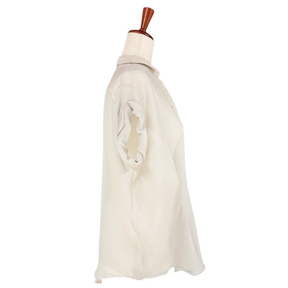 ACNE Vintage Y2K Old Tag Sheer Ivory Textured Silk Button-Up Blouse 34 (US XS/2) - Picture 6 of 9